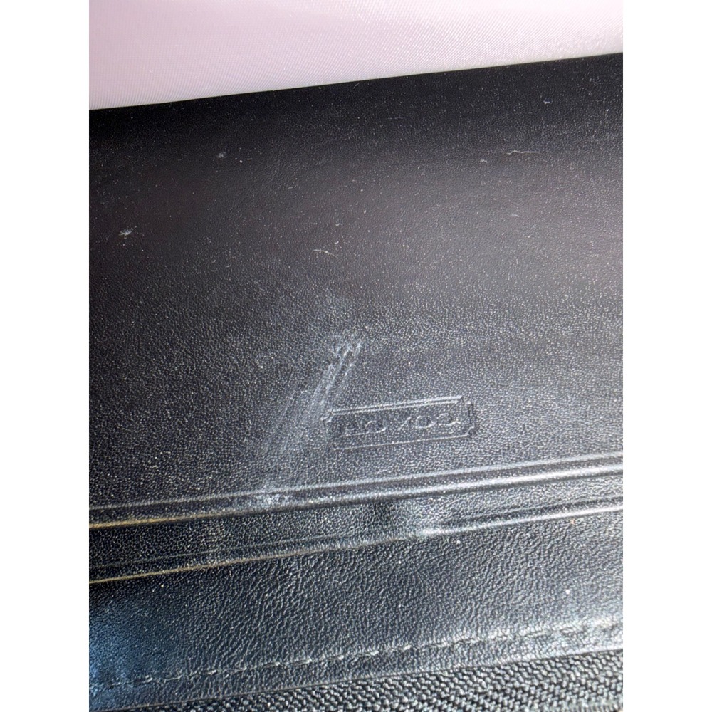 Coach Black Gold Horse and Carriage Script Canvas Zip Around Long Wallet Buckle - Picture 9 of 9